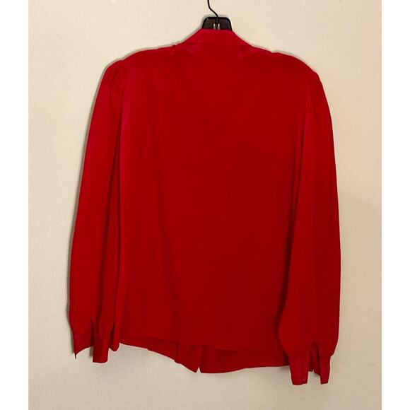 Adrianna Papell Vintage 100% Silk Blouse Button-down Pleat Detail ~ Sz 14 - Picture 5 of 6